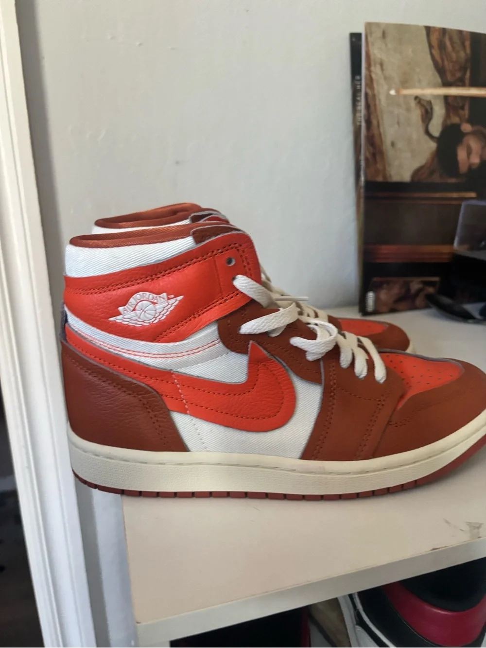Nike Women's High-Top Sneakers in Orange, White and Brown